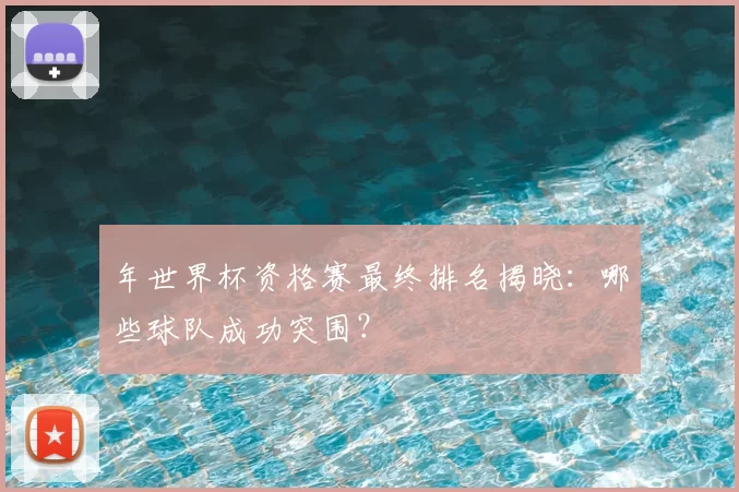 年世界杯资格赛最终排名揭晓：哪些球队成功突围？